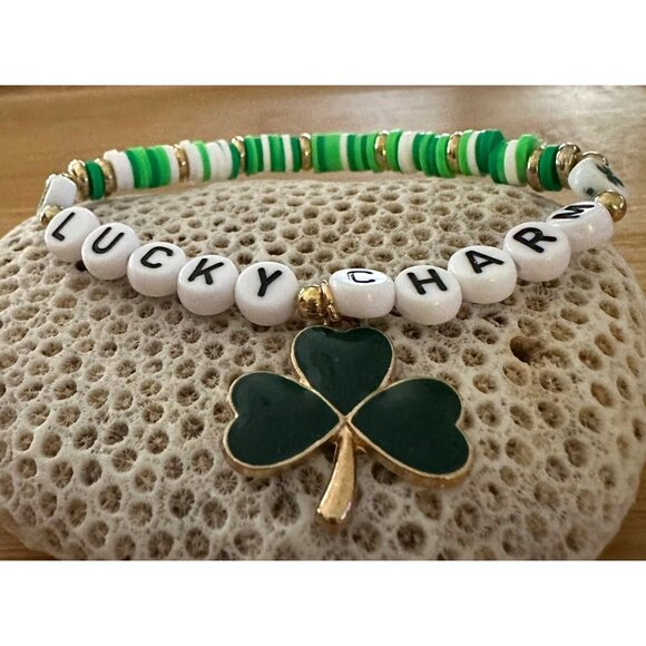 St Patricks Day Bracelet New Beaded Shamrock Lucky Charm New Festive Par… - Picture 3 of 12